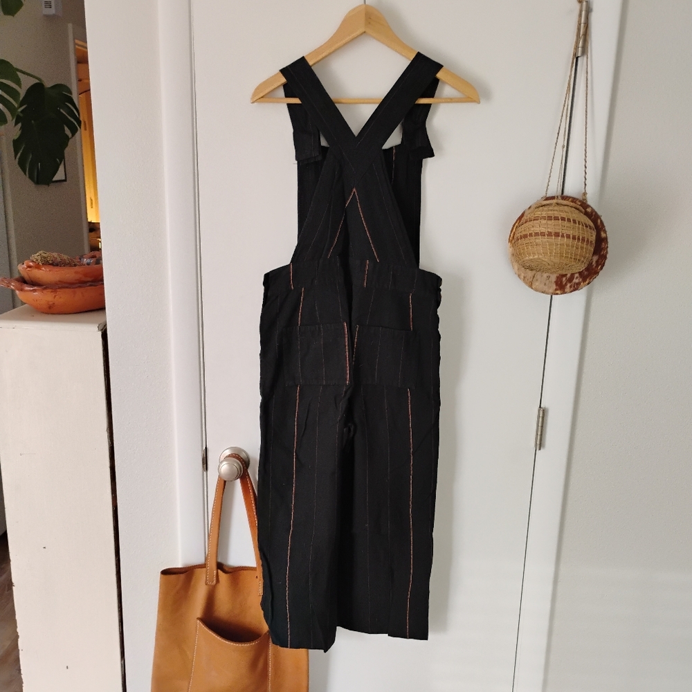 Liz Alig Dilsi Handwoven Cotton Overalls- XS, Black Stripe - Picture 2 of 8